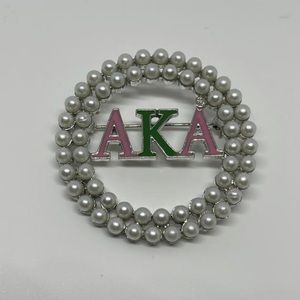 For ALPHA KAPPA ALPHA Pearl, Pink,Green Brooch Pin